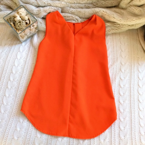 Bright Orange Blouse w Removable Necklace - Picture 2 of 8